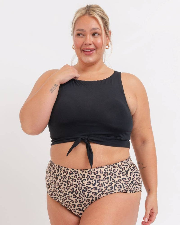 Knotted Bikini Crop Top in Black