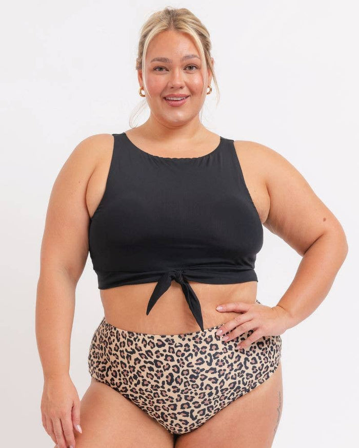 Knotted Bikini Crop Top in Black