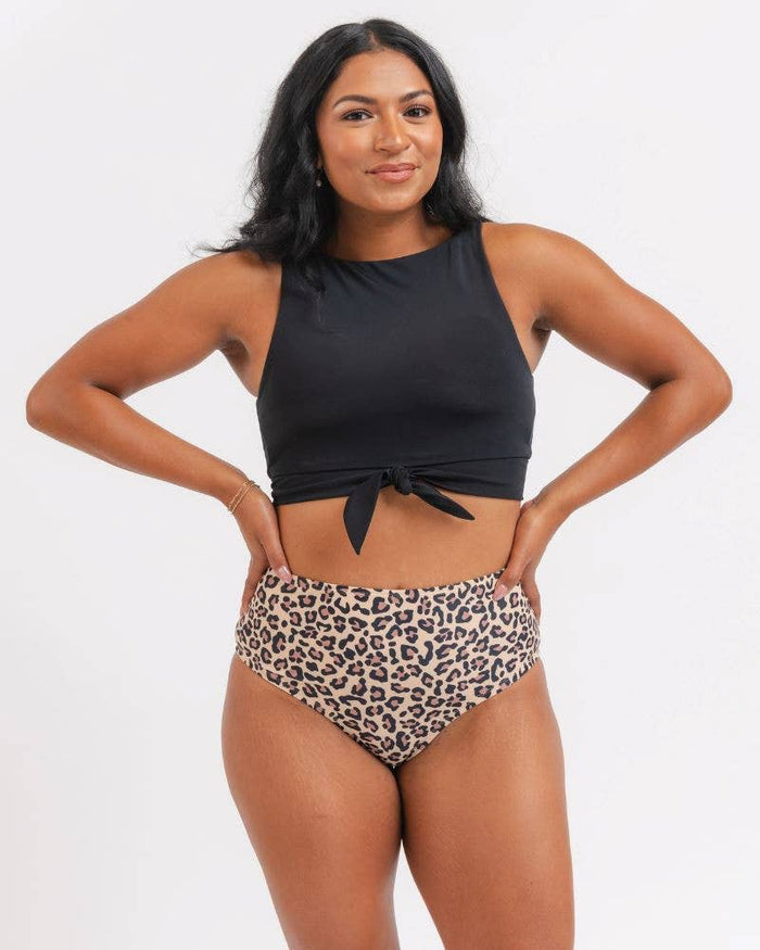 Knotted Bikini Crop Top in Black