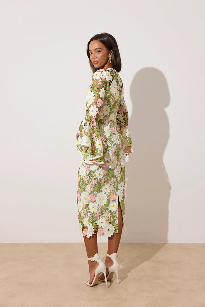 Lace Dress with Flute Sleeve