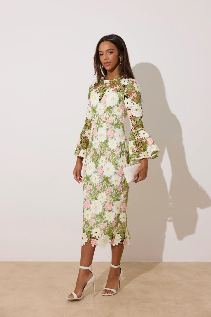 Lace Dress with Flute Sleeve