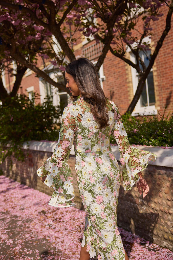 Lace Dress with Flute Sleeve