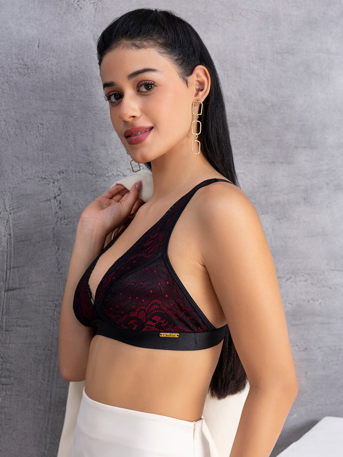 Lace Floral Bralette Non-Padded Non-Wired Bra
