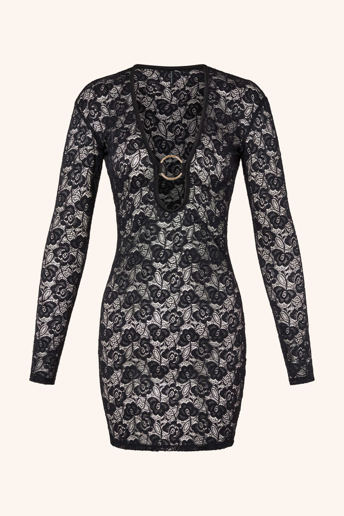 Mon Cheri XS / Black Lace Mini Dress Black