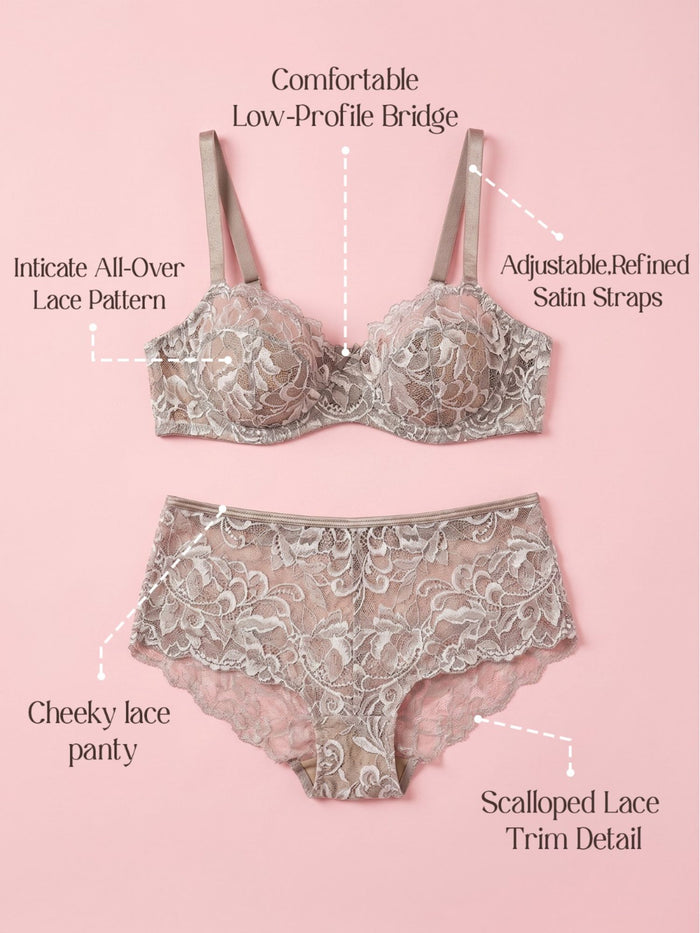 Lace Non-Padded  Underwired Lingerie Set