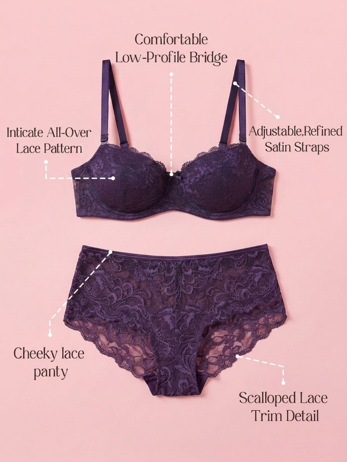 Lace Non-Padded  Underwired Lingerie Set