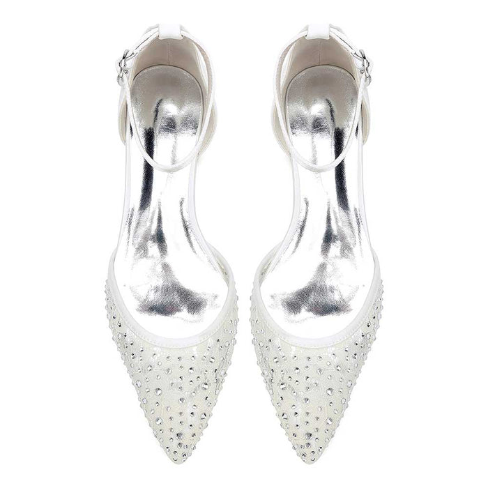 Lace satin wedding flats for women with elegant design and comfortable fit for special occasions