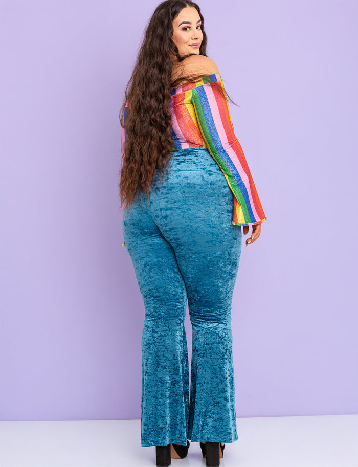 Lagoon Crushed Velvet Flares