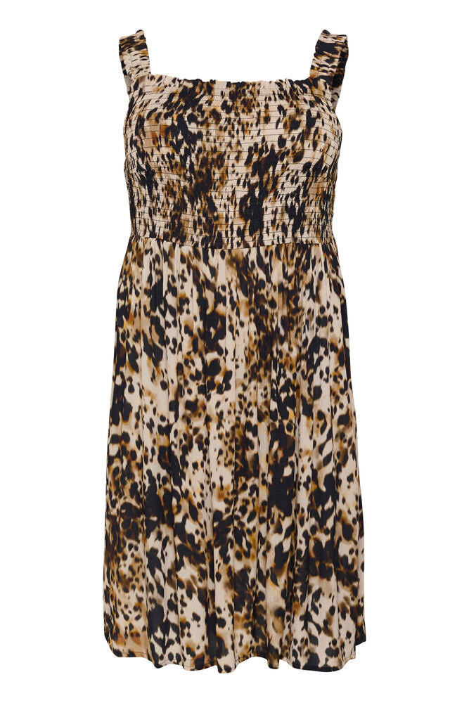 Leopard print dress on a white background