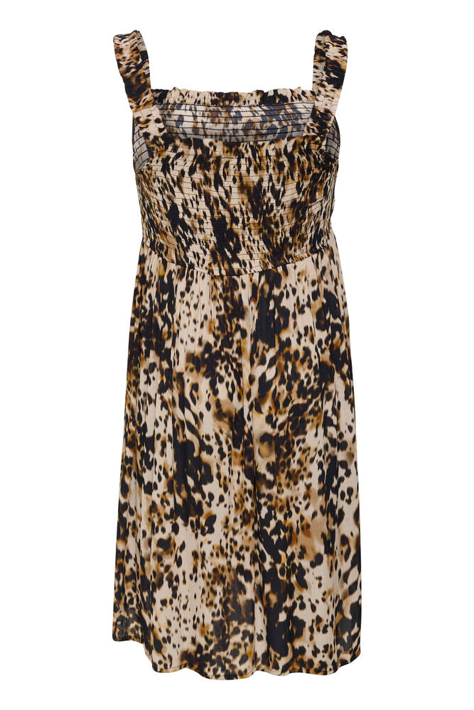 Leopard print dress on a white background