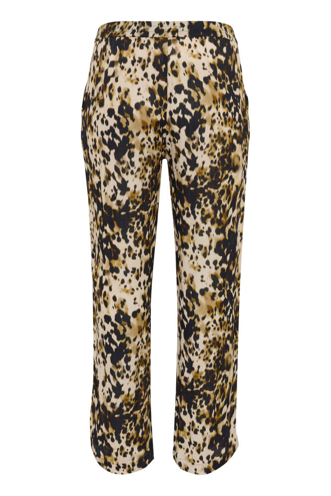 Leopard print pants on a white background