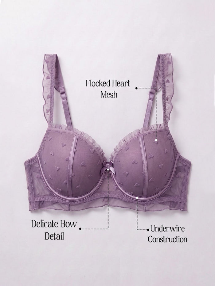 Lightly Padded Underwired Demi Coverage Mesh Bra