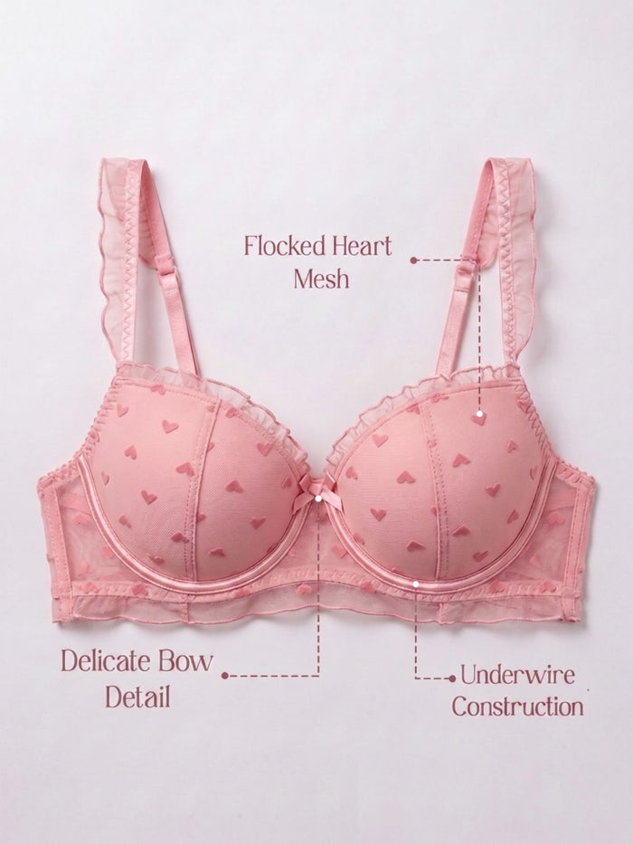 Lightly Padded Underwired Demi Coverage Mesh Bra