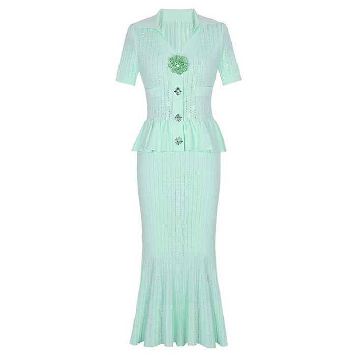 Long Sleeve Ribbed Knit Midi Dresses