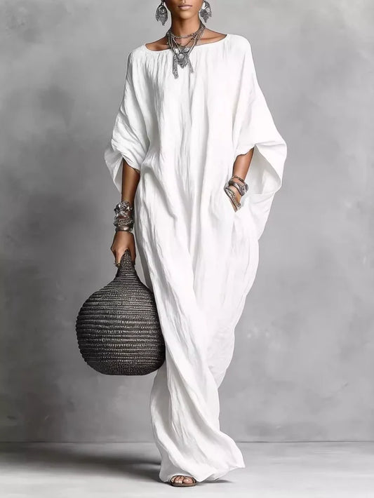Loose Fit Boat Neck Maxi Dress