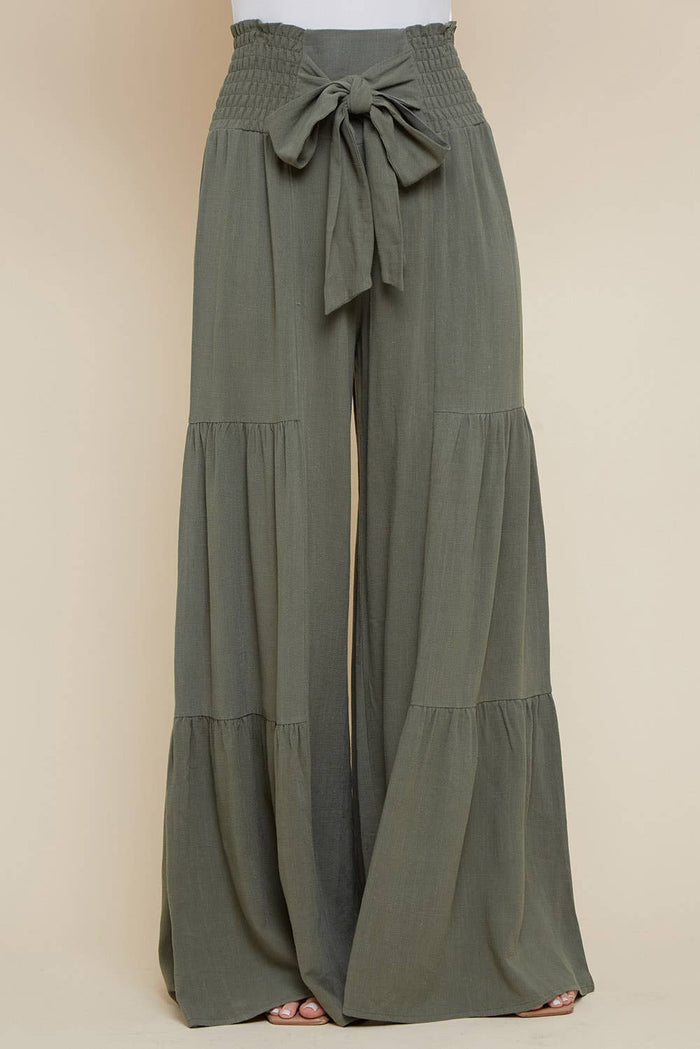 Loretta Wide Leg Pants in Olive Green