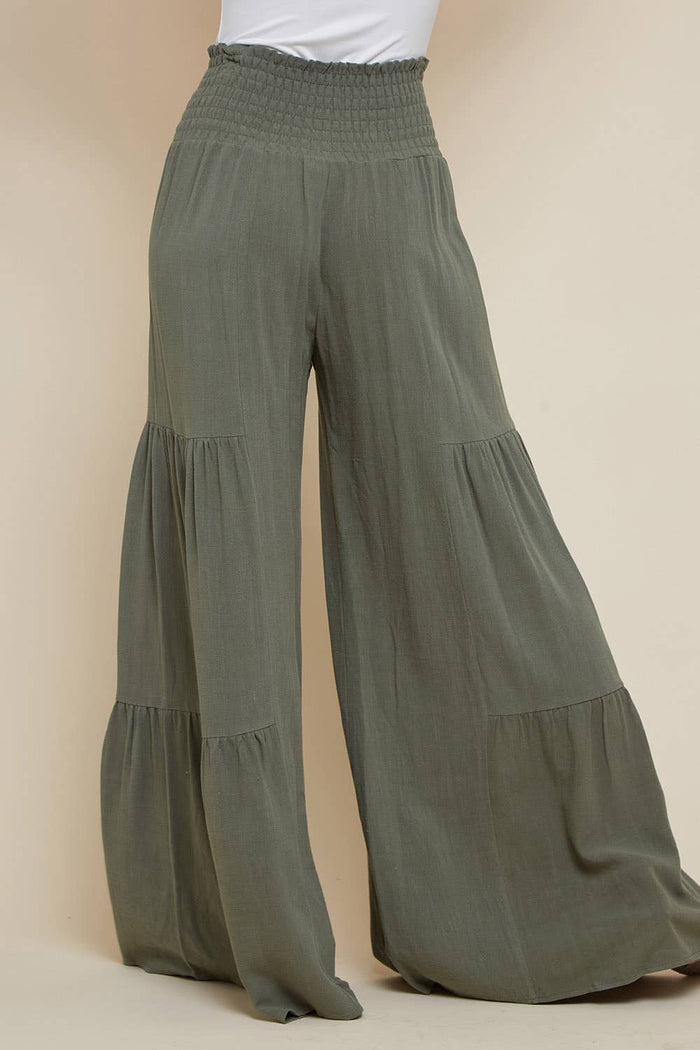 Loretta Wide Leg Pants in Olive Green