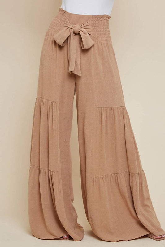 Loretta Wide Leg Pants in Tan