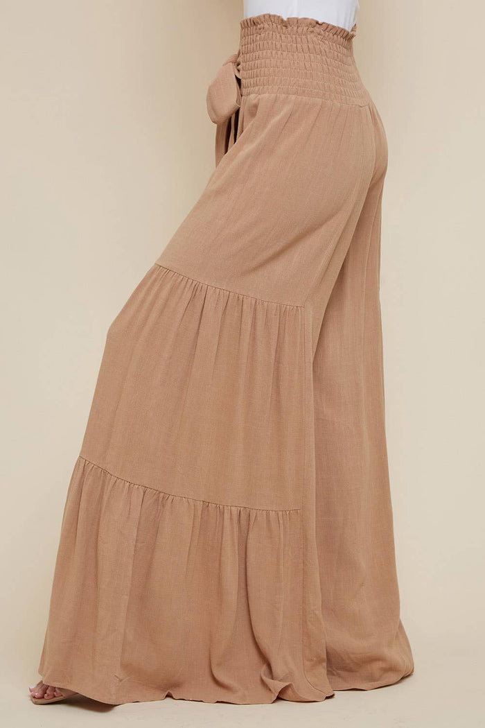 Loretta Wide Leg Pants in Tan