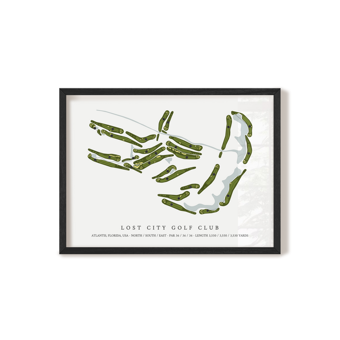Lost City Golf Club | Golf Course Map | Black Frame