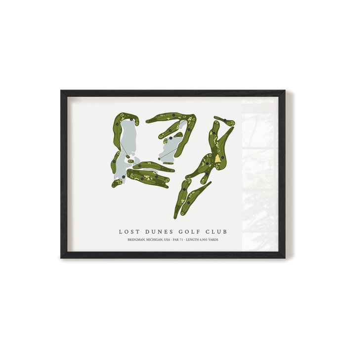 Lost Dunes Golf Club | Golf Course Map | Black Frame