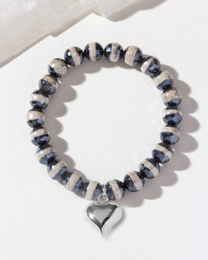 Luna Norte - Love, Day and Night Agate Stretch Bracelet -