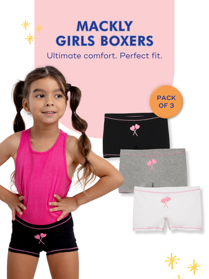Mackly Girls Boxers - Pack of 3 | HEARTS