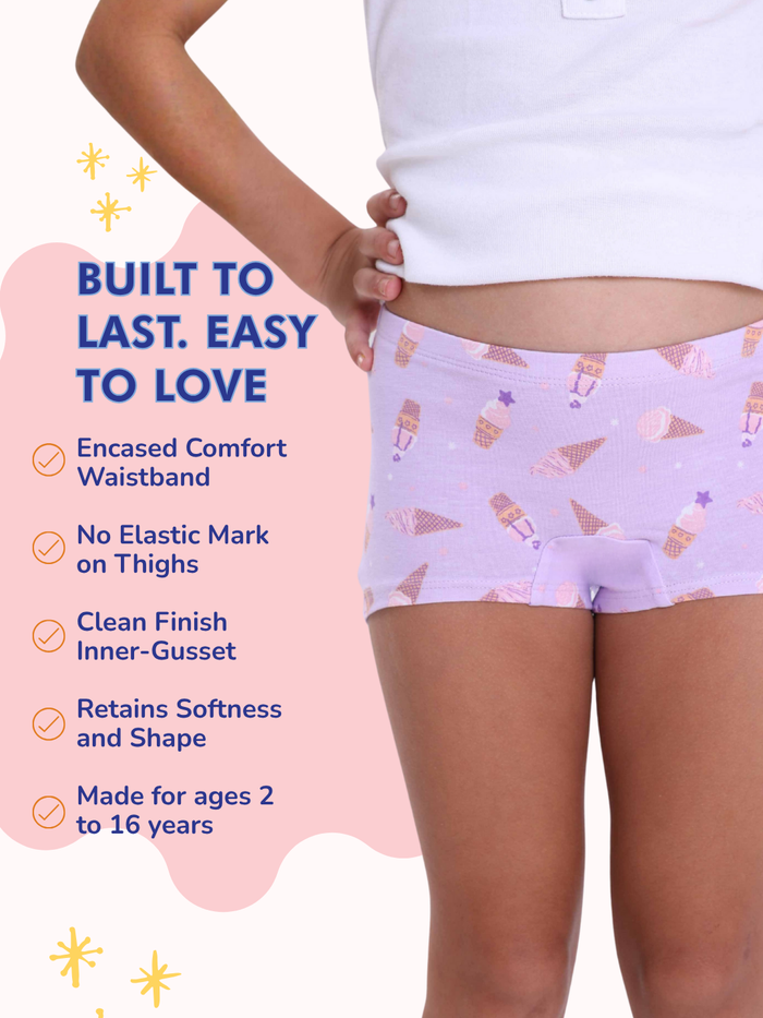Mackly Girls Boxers - Pack of 3 | UNICORN