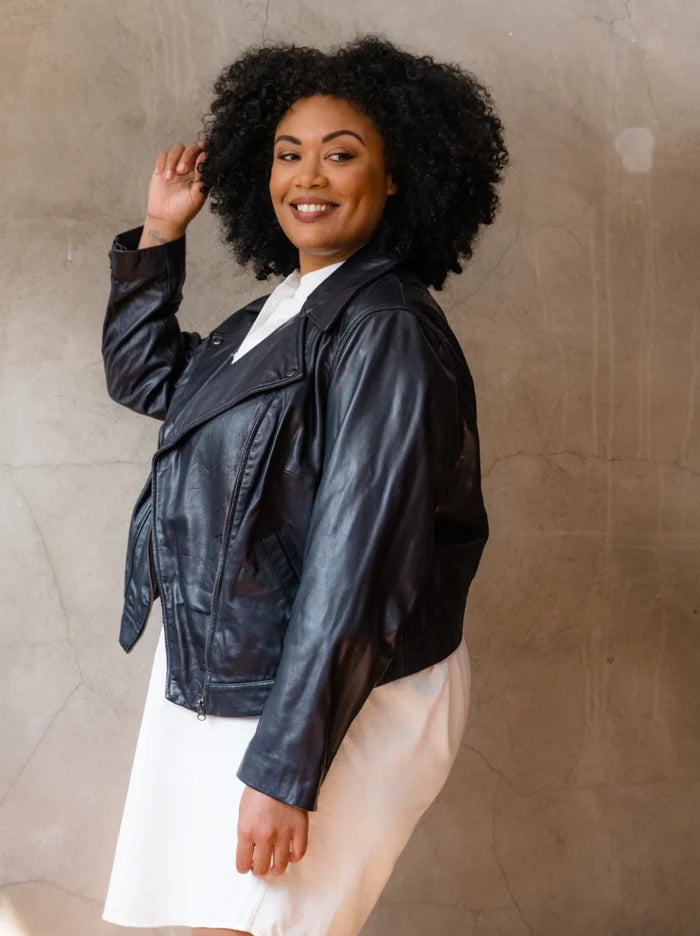 Maha Leather Jacket in Black - Laluxe Femme