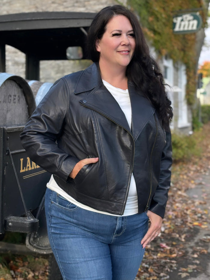 Maha Leather Jacket in Black - Laluxe Femme