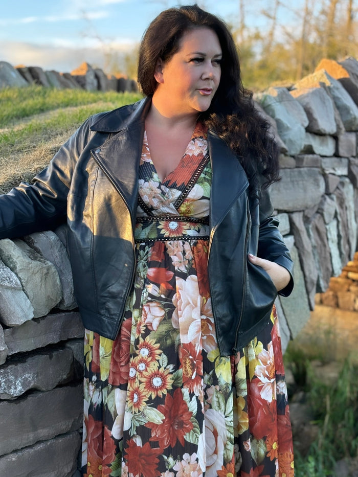 Maha Leather Jacket in Black - Laluxe Femme
