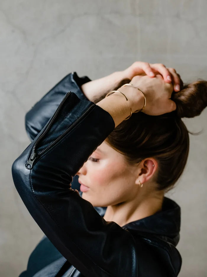 Maha Leather Jacket in Black - Laluxe Femme