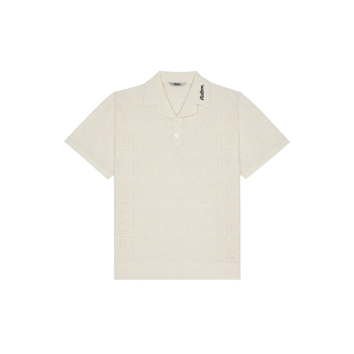 Malbon Men's Resort Crochet Polo Tan Color