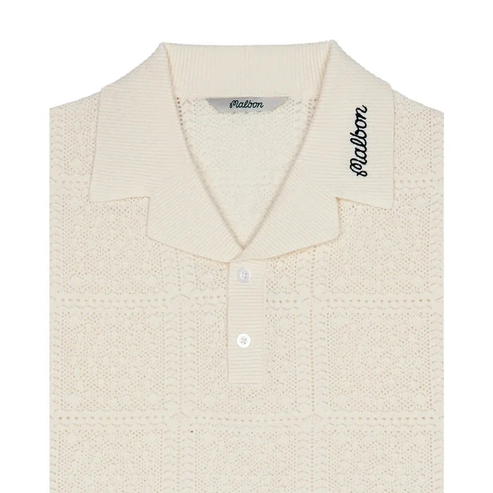 Malbon Men's Resort Crochet Polo Tan Color