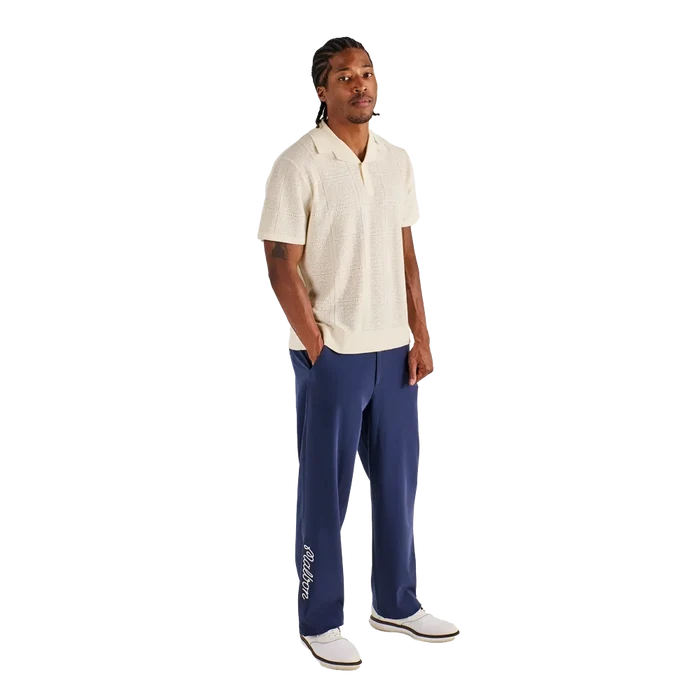 Malbon Men's Resort Crochet Polo Tan Color