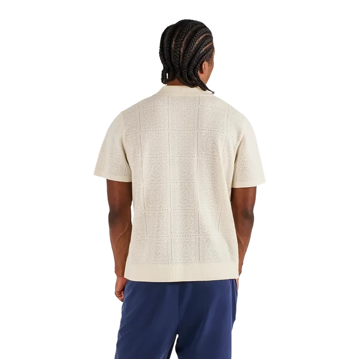 Malbon Men's Resort Crochet Polo Tan Color