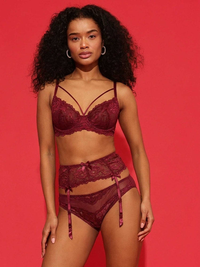 Maroon Lace Garter Belt