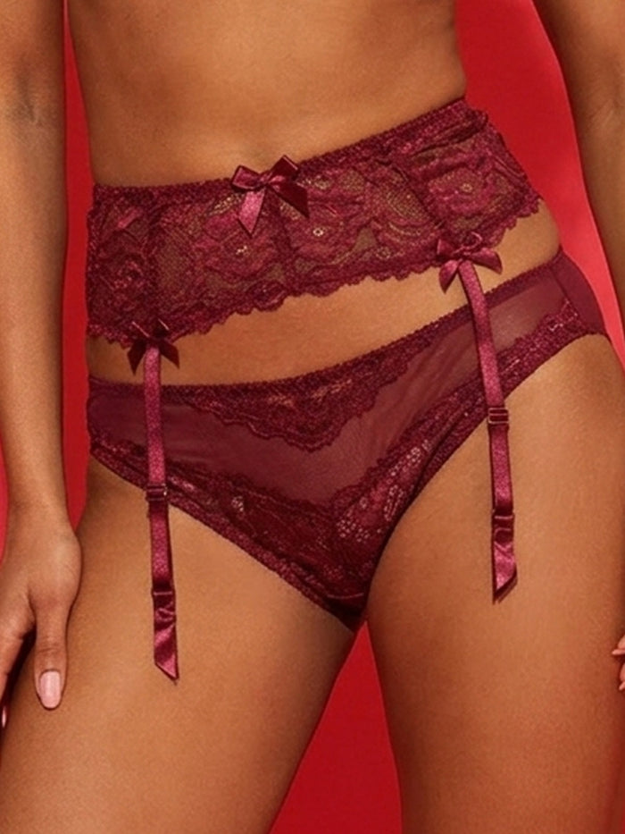 Maroon Lace Garter Belt