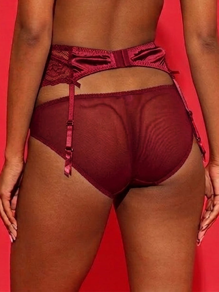 Maroon Lace Garter Belt