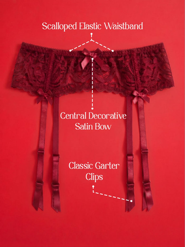 Maroon Lace Garter Belt