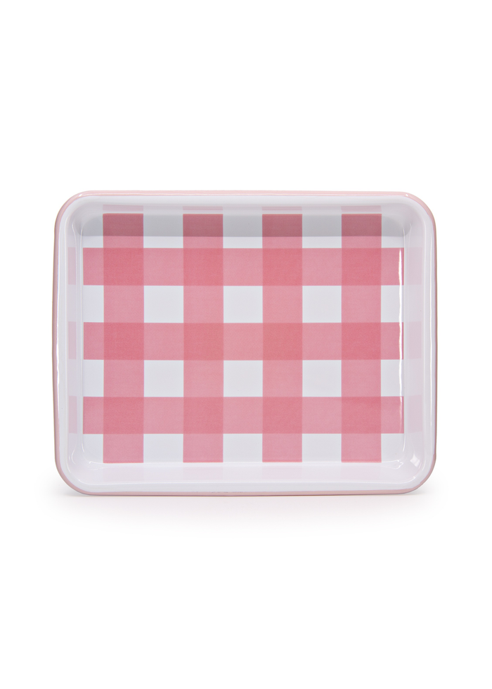 Crow Canyon Home - Max Humphrey x CCH Gingham Small Rectangle Tray - Pink -