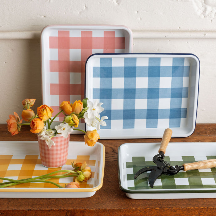 Crow Canyon Home - Max Humphrey x CCH Gingham Small Rectangle Tray - Pink -