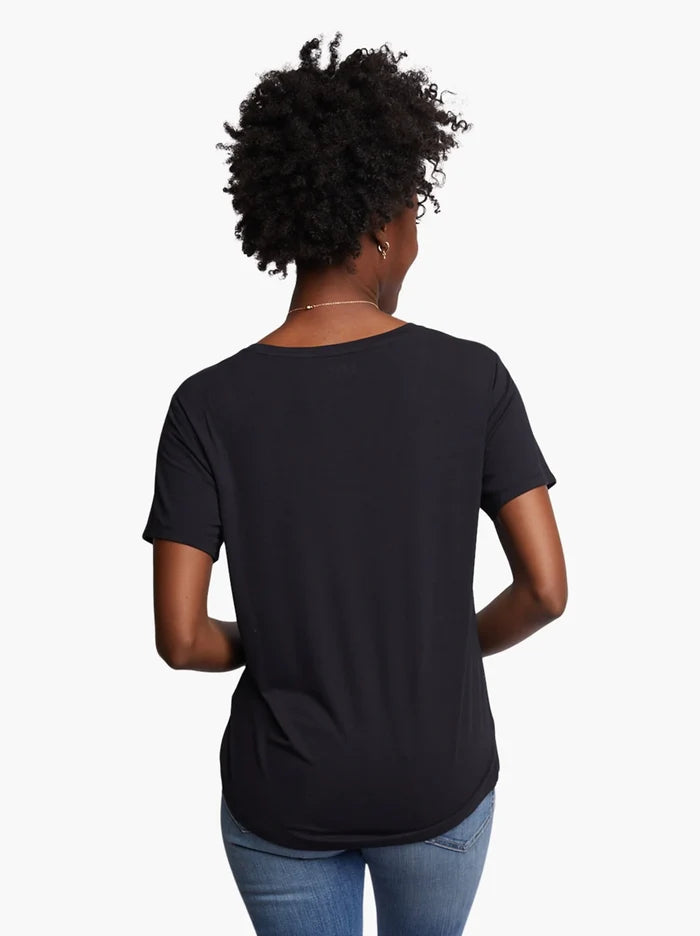 Meghan Drapey V-Neck Tee in Black - Laluxe Femme