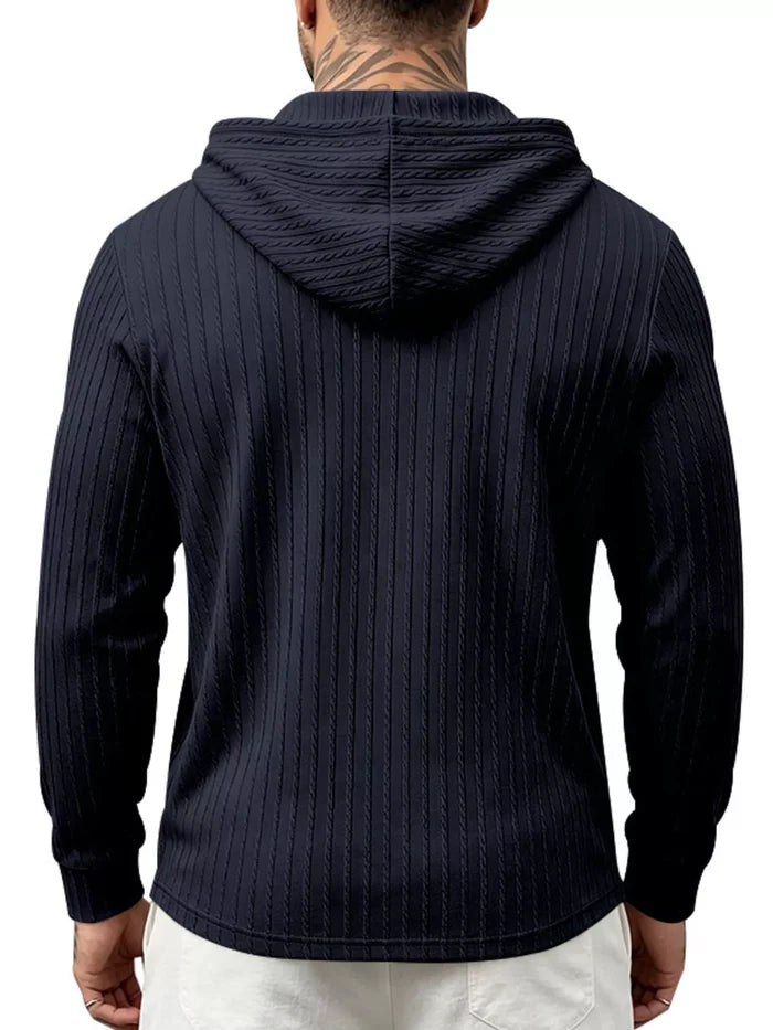 Men's Full Size Casual Kangaroo Pocket Knit Hoodie Plus Size