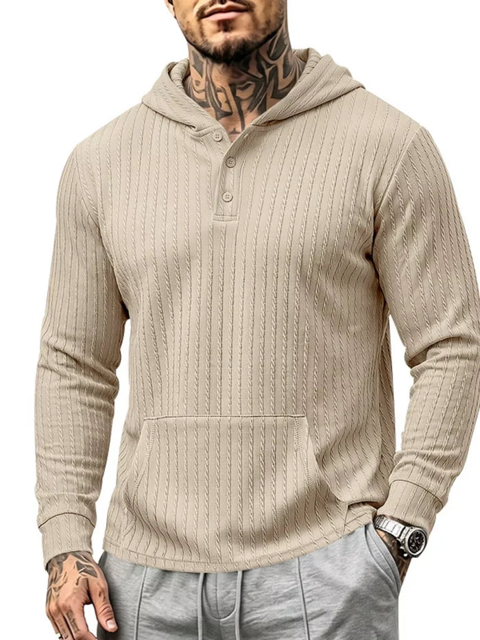 Men's Full Size Casual Kangaroo Pocket Knit Hoodie Plus Size