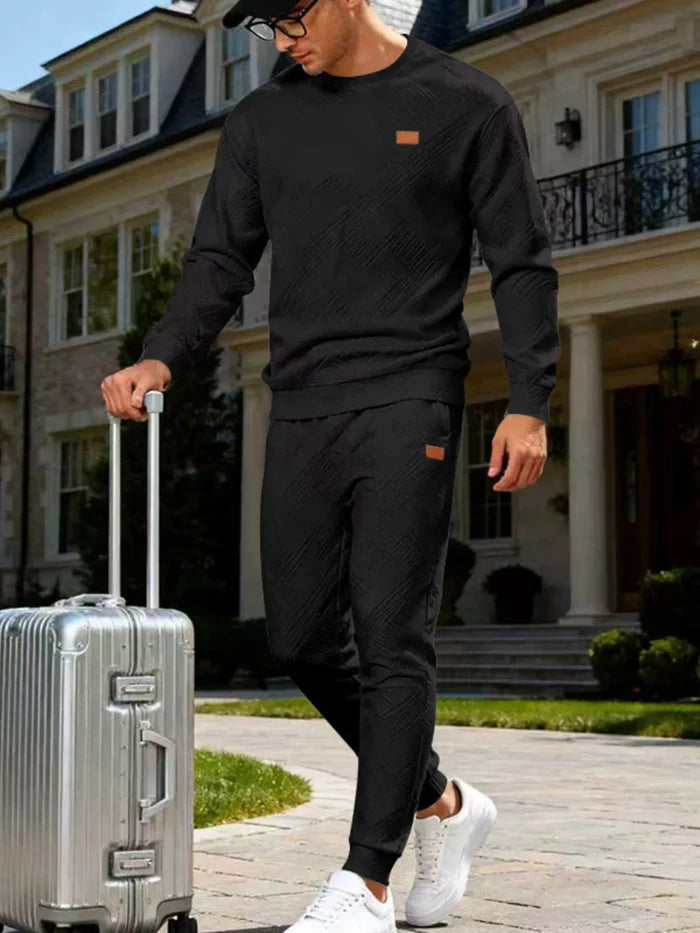 Men's Full Size Casual Textured Top and Pants Set Plus Size