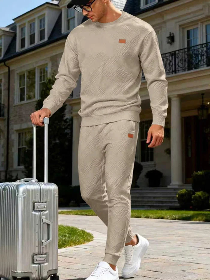 Men's Full Size Casual Textured Top and Pants Set Plus Size