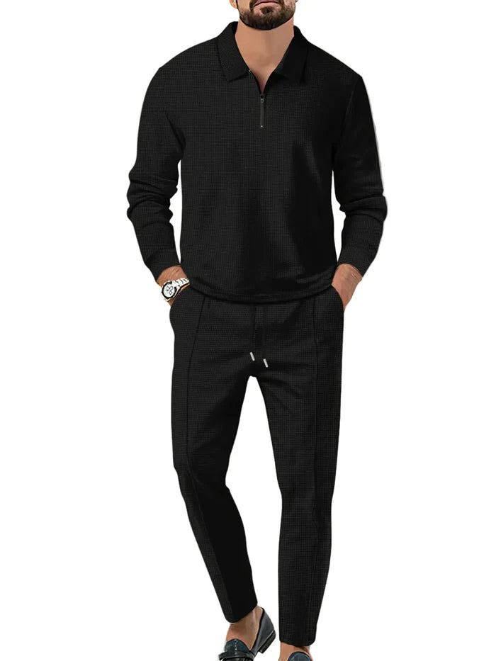 Men's Full Size Long Sleeve Top and Pants Set Plus Size