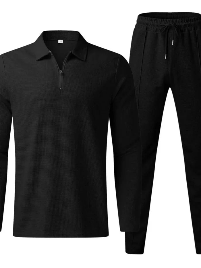 Men's Full Size Long Sleeve Top and Pants Set Plus Size