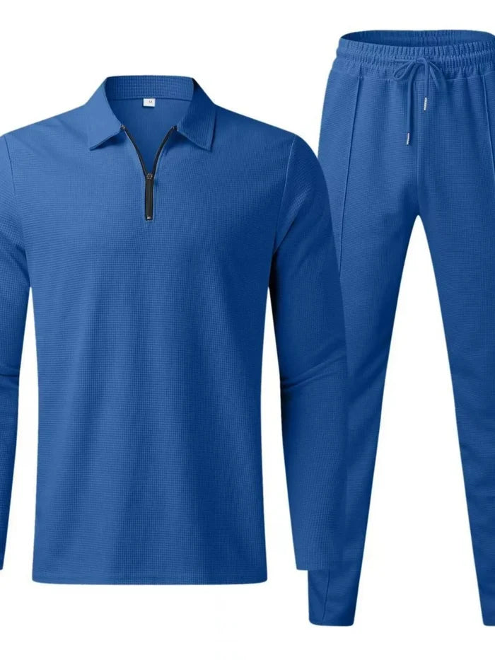 Men's Full Size Long Sleeve Top and Pants Set Plus Size